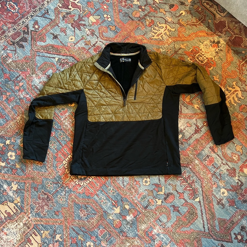 Smartwool Men’s Black and Olive Green Quilted Pullover